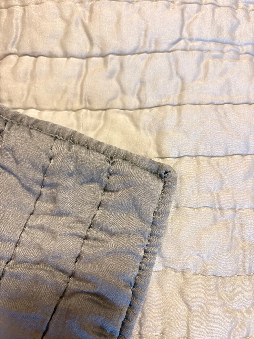 Pottery Barn Silk Channel Two-Toned Cotton Quilted Euro Sham Gray Ivory 26x26